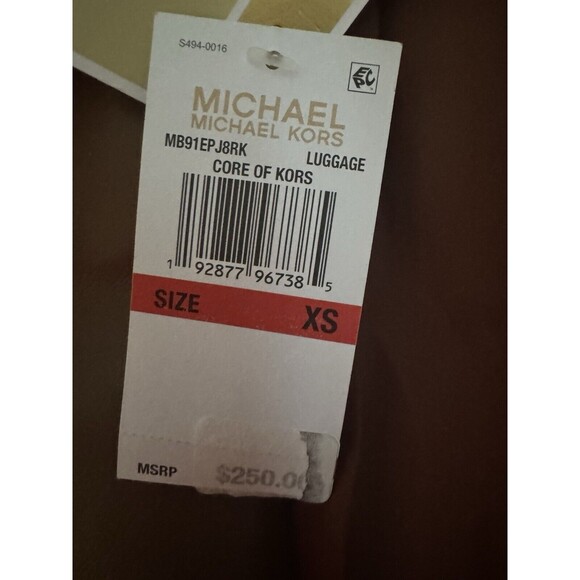 MICHAEL KORS Jacket 100% lambskin Leather Asymmetric Zip Brown luggage NWT - Picture 15 of 16